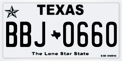 TX license plate BBJ0660