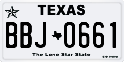 TX license plate BBJ0661
