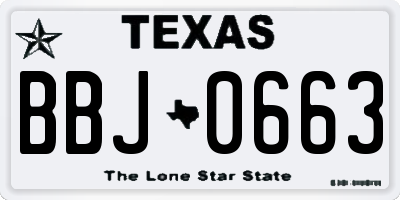 TX license plate BBJ0663