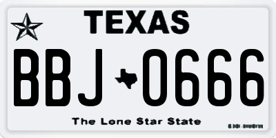 TX license plate BBJ0666