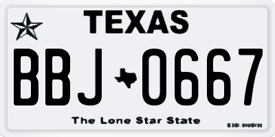 TX license plate BBJ0667