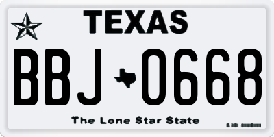 TX license plate BBJ0668