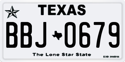 TX license plate BBJ0679