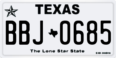 TX license plate BBJ0685