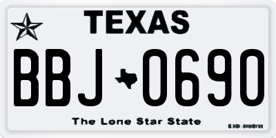 TX license plate BBJ0690