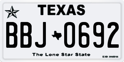 TX license plate BBJ0692