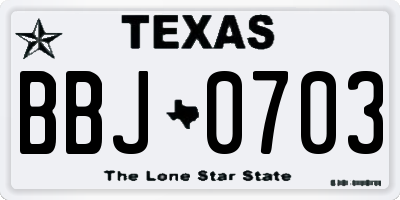 TX license plate BBJ0703