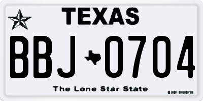 TX license plate BBJ0704