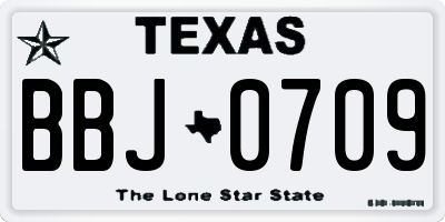 TX license plate BBJ0709