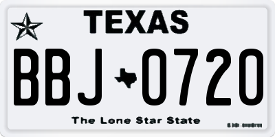 TX license plate BBJ0720