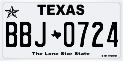 TX license plate BBJ0724