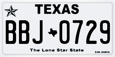 TX license plate BBJ0729