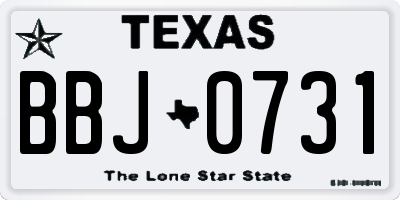 TX license plate BBJ0731