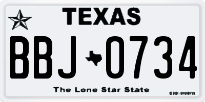 TX license plate BBJ0734