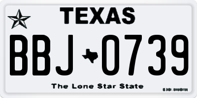 TX license plate BBJ0739