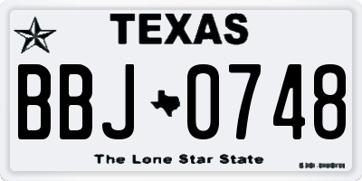 TX license plate BBJ0748