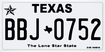 TX license plate BBJ0752