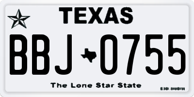 TX license plate BBJ0755