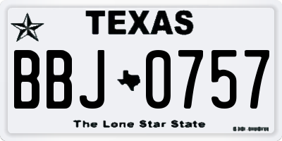 TX license plate BBJ0757