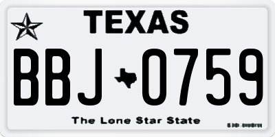TX license plate BBJ0759