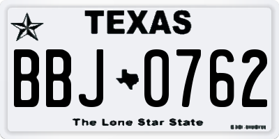 TX license plate BBJ0762