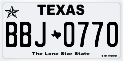 TX license plate BBJ0770