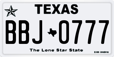 TX license plate BBJ0777