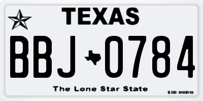 TX license plate BBJ0784