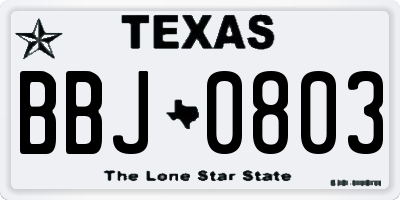 TX license plate BBJ0803