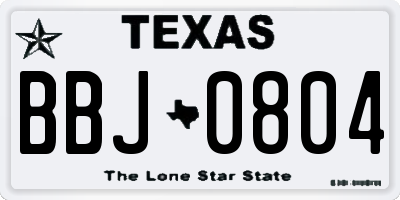TX license plate BBJ0804