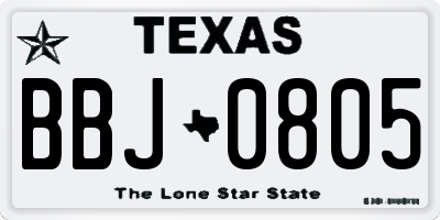 TX license plate BBJ0805