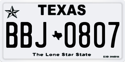 TX license plate BBJ0807