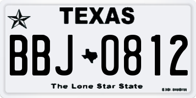 TX license plate BBJ0812