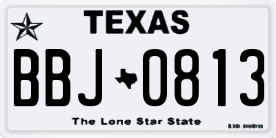 TX license plate BBJ0813