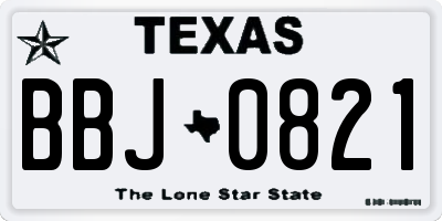 TX license plate BBJ0821
