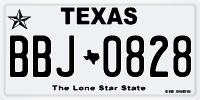 TX license plate BBJ0828