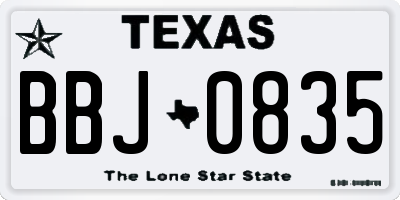 TX license plate BBJ0835