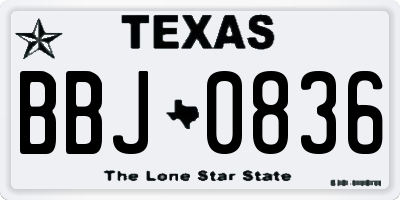 TX license plate BBJ0836