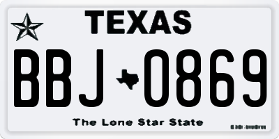 TX license plate BBJ0869