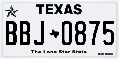 TX license plate BBJ0875