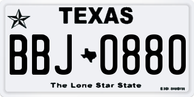TX license plate BBJ0880