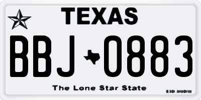 TX license plate BBJ0883