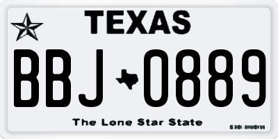 TX license plate BBJ0889
