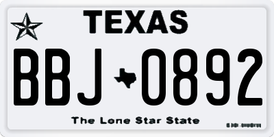 TX license plate BBJ0892