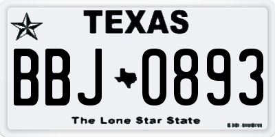 TX license plate BBJ0893