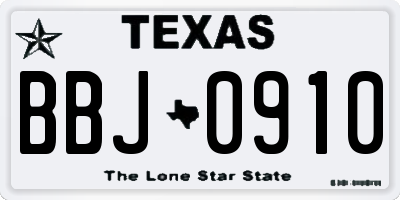 TX license plate BBJ0910