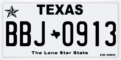 TX license plate BBJ0913