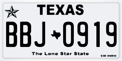 TX license plate BBJ0919