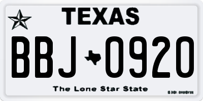TX license plate BBJ0920
