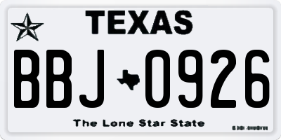 TX license plate BBJ0926